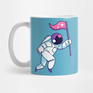 Astronaut Walking with a Flag Mug